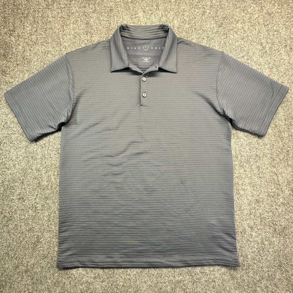 Nike Golf Sphere Dry‎ Polo Shirt Mens Large Gray Striped Short Sleeve